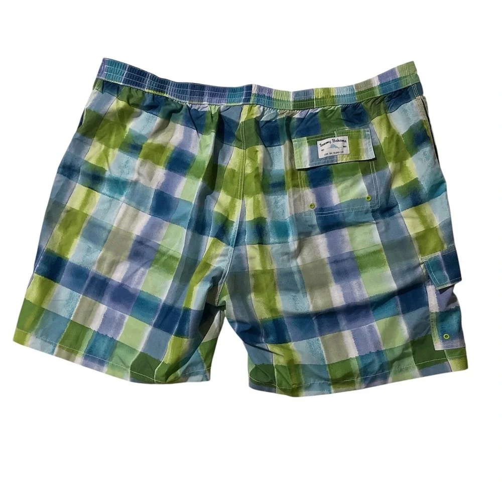 Tommy Bahama Baja Harbor‎ Cove Plaid Board Shorts Maui Blue Men 4XLB Swim Trunks